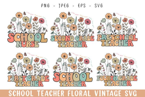 Floral School Life Vintage Colorful Svg for Crafts & Graphics