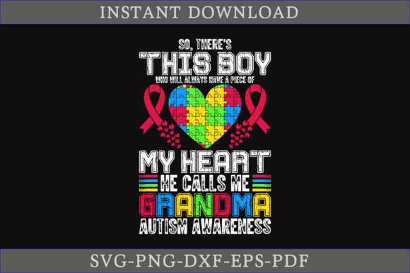 My Heart He Calls Me Grandma Autism SVG for Crafts
