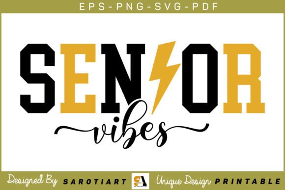 Senior Vibes Graduation SVG PNG Design for Crafts and Graphics